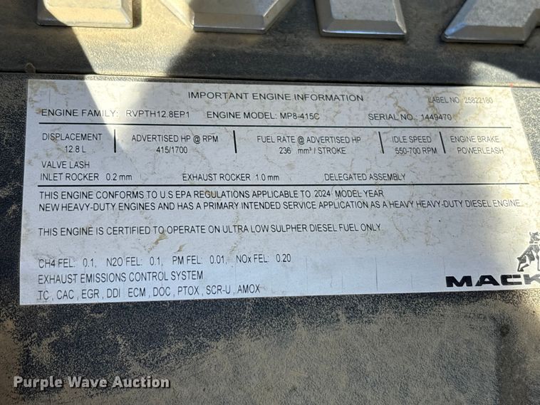 image for item EM6124 2025 Mack Granite roll-off container truck