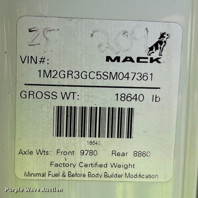 image for item EM6124 2025 Mack Granite roll-off container truck