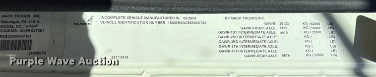 image for item EM6124 2025 Mack Granite roll-off container truck