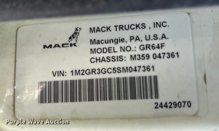 image for item EM6124 2025 Mack Granite roll-off container truck