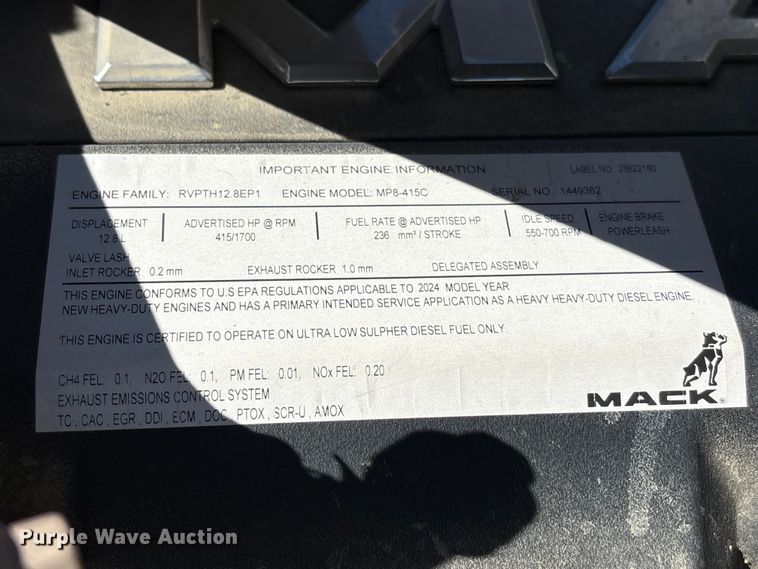 image for item EM6126 2025 Mack Granite roll-off container truck