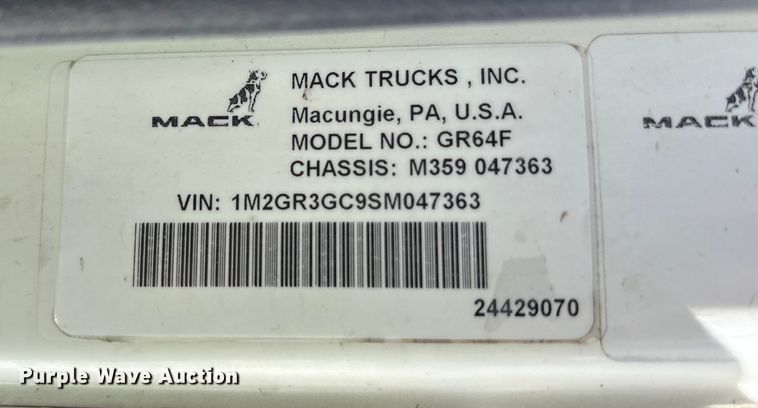 image for item EM6126 2025 Mack Granite roll-off container truck