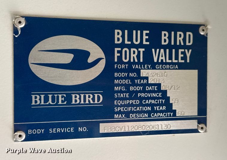 image for item EN0570 2013 Blue Bird Vision school bus