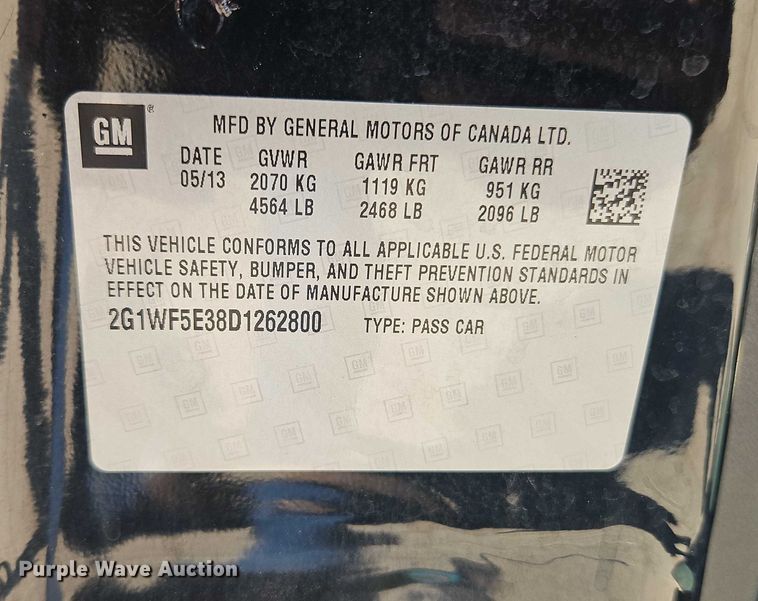 image for item EO4728 2013 Chevrolet Impala passenger vehicle