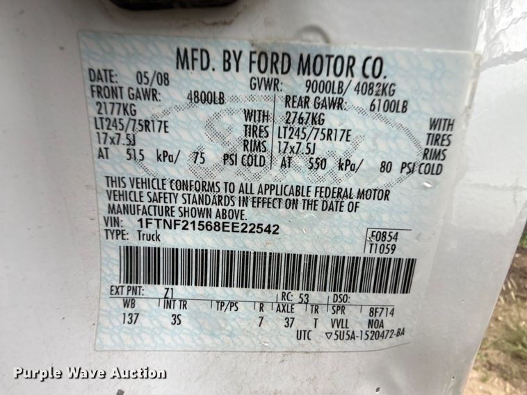 image for item EP0711 2008 Ford F250 utility bed pickup truck