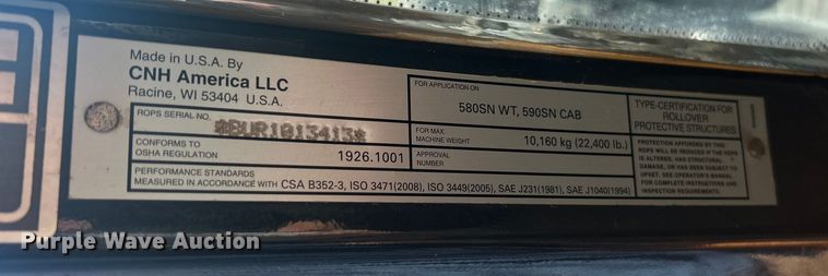 image for item ET3281 2013 Case 590 Super N backhoe