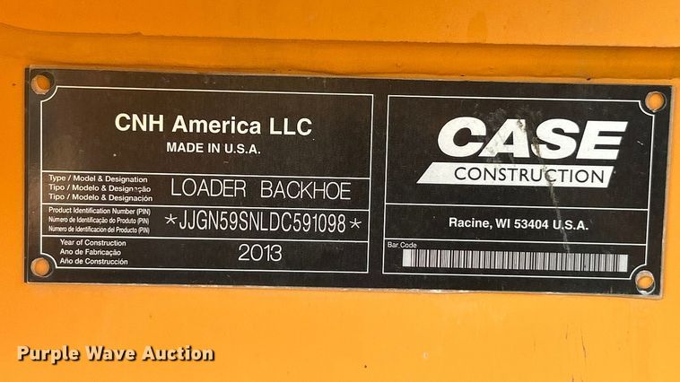image for item ET3281 2013 Case 590 Super N backhoe