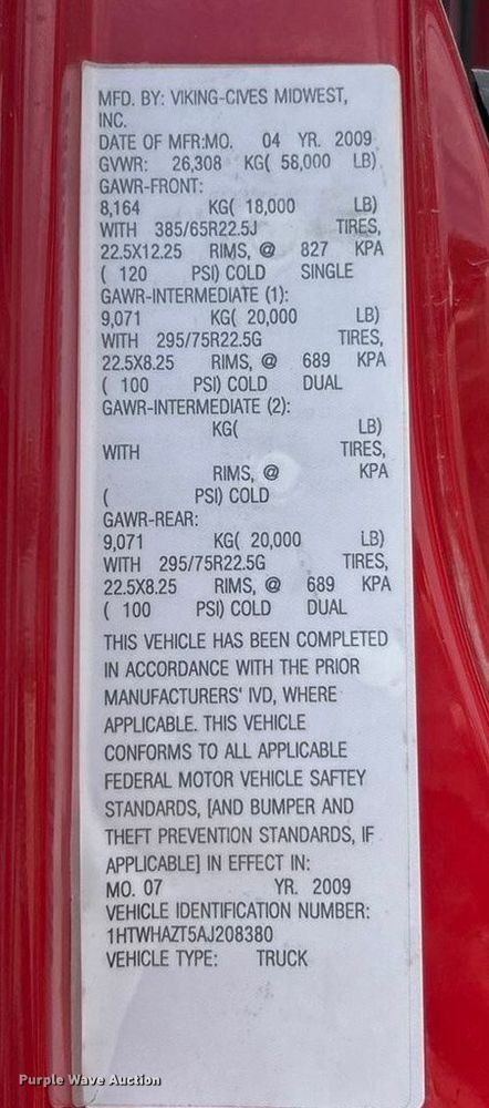 image for item ET3375 2010 International SF525 dump truck