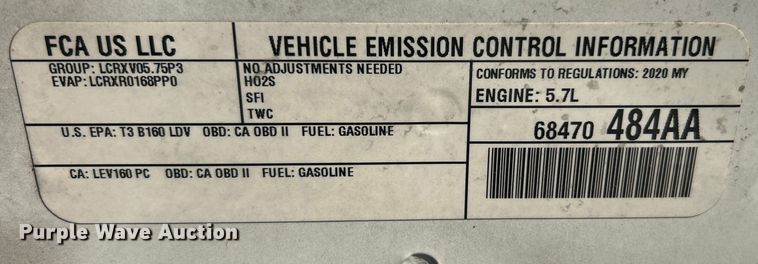 image for item ET3461 2020 Dodge Charger Police 