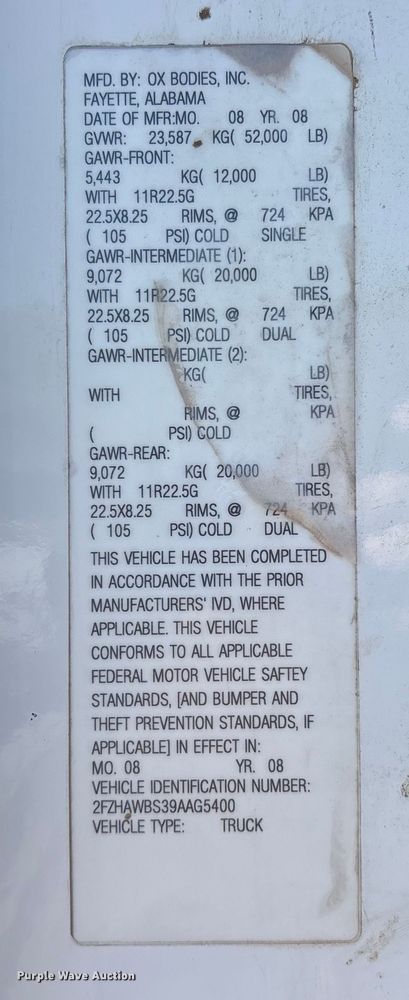 image for item ET7107 2009 Sterling L8500 dump truck