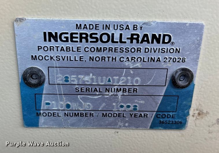 image for item ET7111 1998 Ingersoll Rand P100WJD air compressor