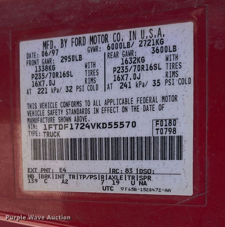 image for item ET7121 1997 Ford F150 pickup truck