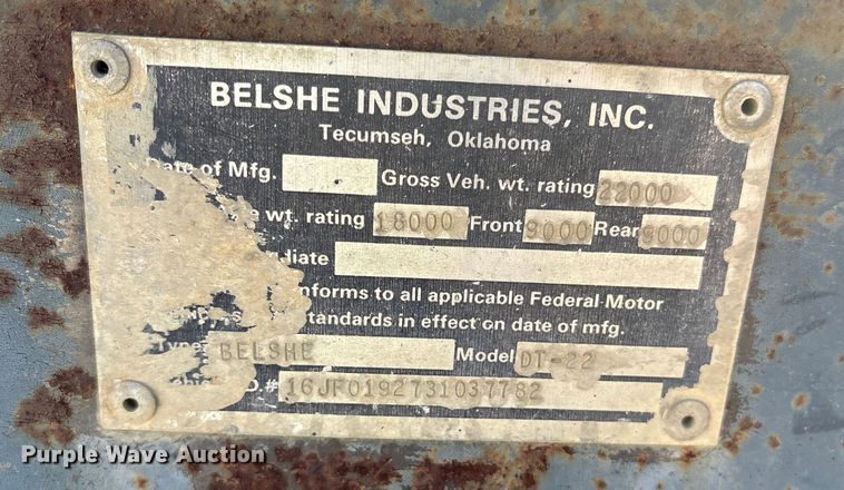 image for item ET7122 2003 Belshe DT-22 equipment trailer
