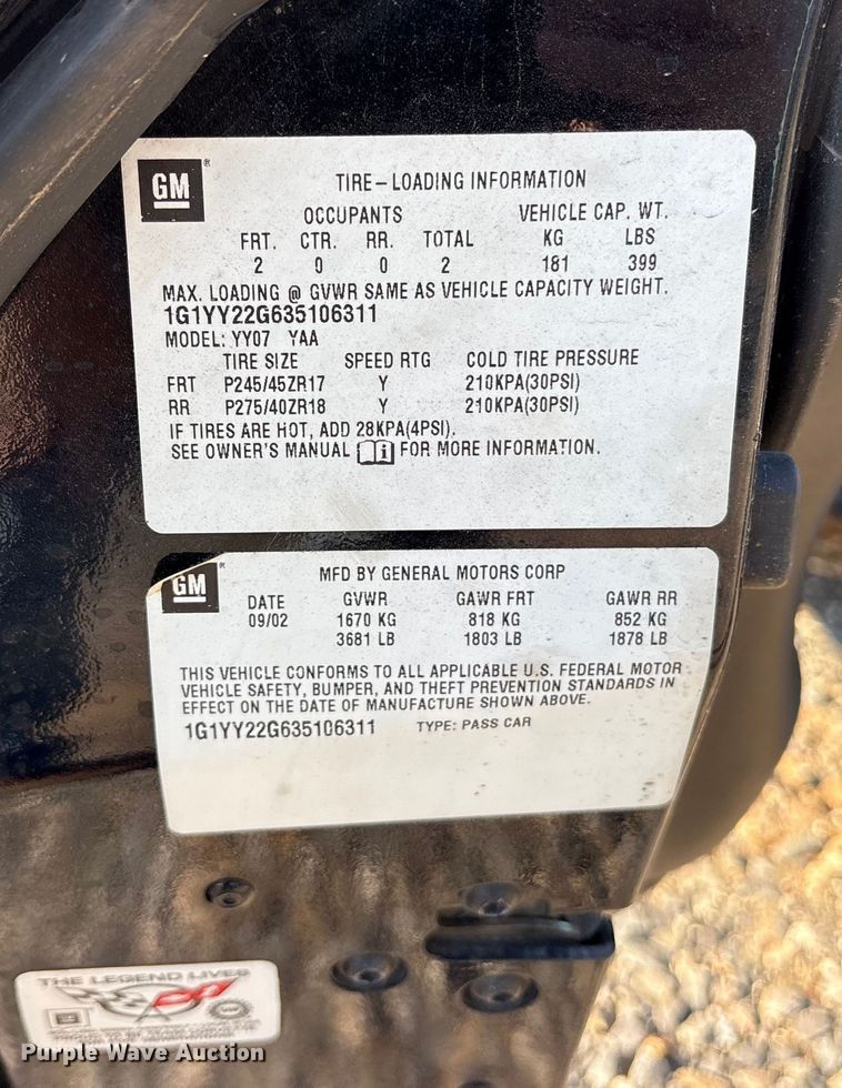 image for item ET7155 2003 Chevrolet Corvette 