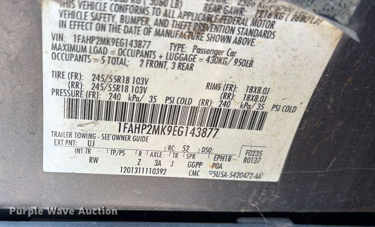 image for item ET7156 2014 Ford Taurus Police Interceptor 