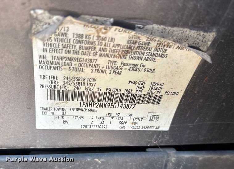 image for item ET7156 2014 Ford Taurus Police Interceptor 