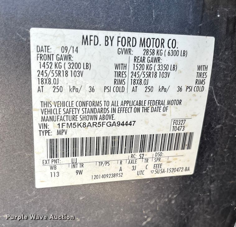 image for item ET7157 2015 Ford Explorer Police Interceptor 