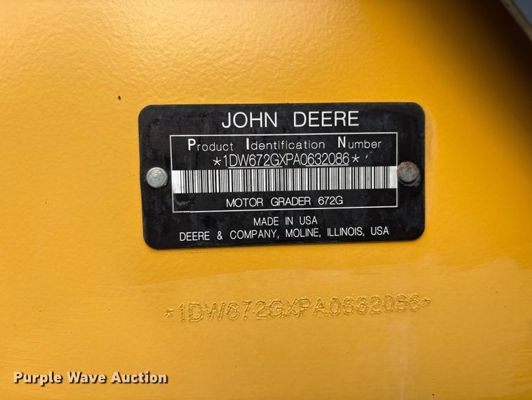 image for item ET7189 2010 John Deere 672G motor grader