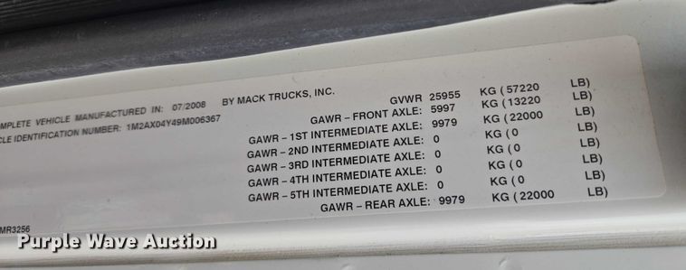 image for item EU3866 2009 Mack Granite dump truck