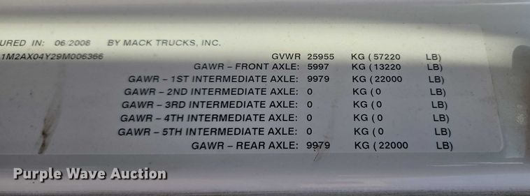 image for item EU3869 2009 Mack Granite dump truck