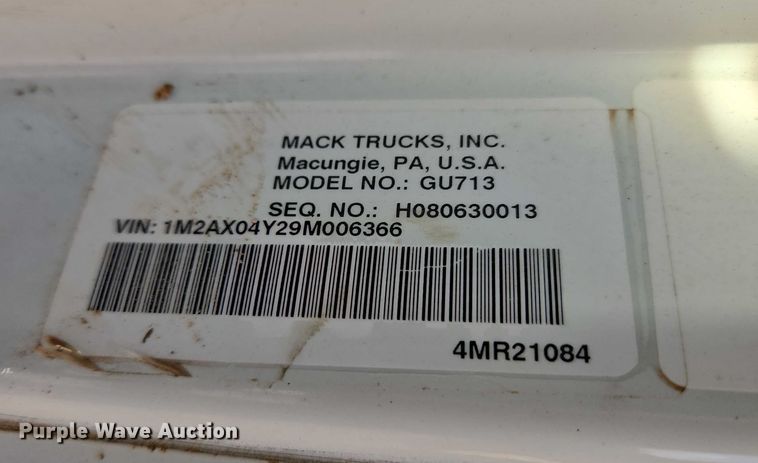 image for item EU3869 2009 Mack Granite dump truck