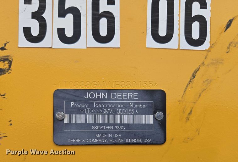 image for item EU3875 2018 John Deere 333G tracked skid steer loader