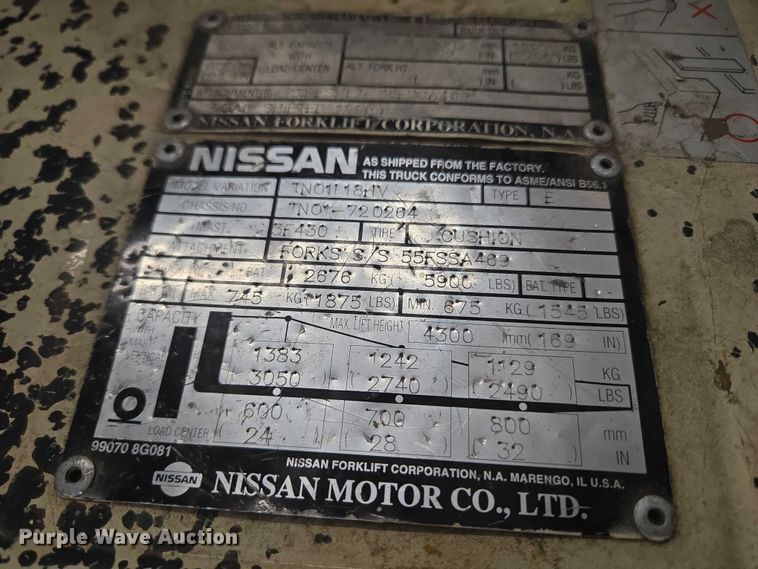 image for item EU3915 Nissan TN01L18HV forklift