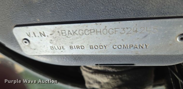 image for item EU3927 2016 Blue Bird Vision school bus