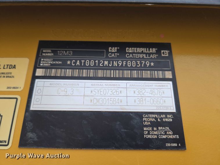 image for item EU3941 2015 Caterpillar 12M3 motor grader