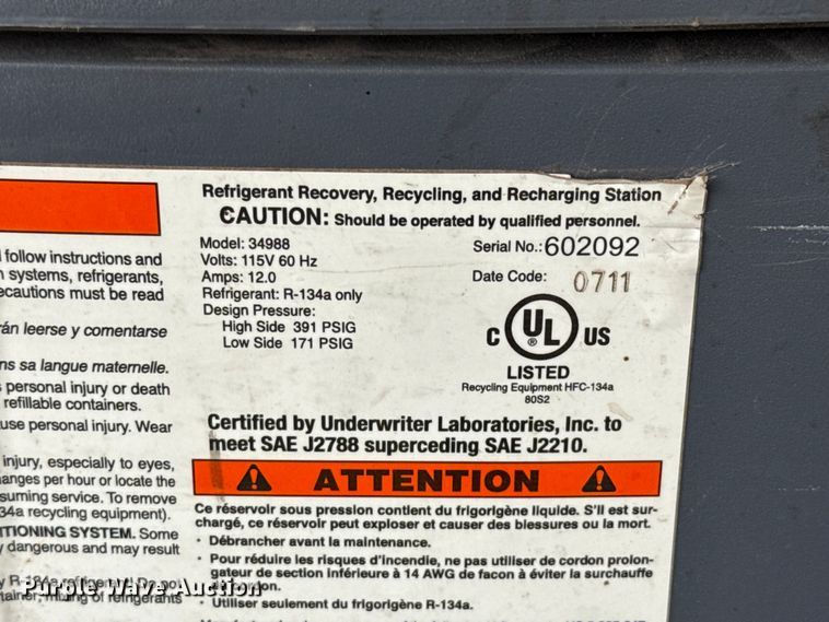 image for item EU5029 Robinair 34988 AC service machine