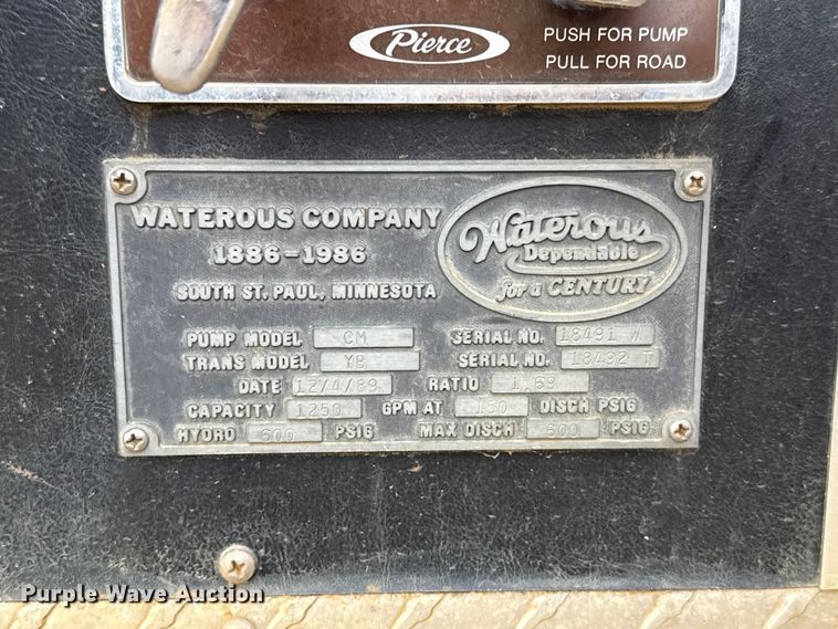 image for item EU5081 1990 GMC C7D  pumper fire truck