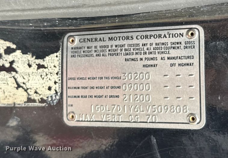 image for item EU5081 1990 GMC C7D  pumper fire truck