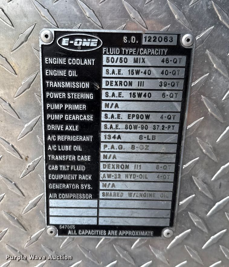 image for item EU5082 2000 E-One pumper fire truck