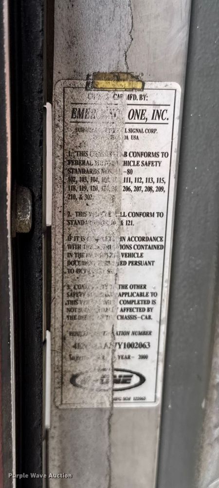 image for item EU5082 2000 E-One pumper fire truck