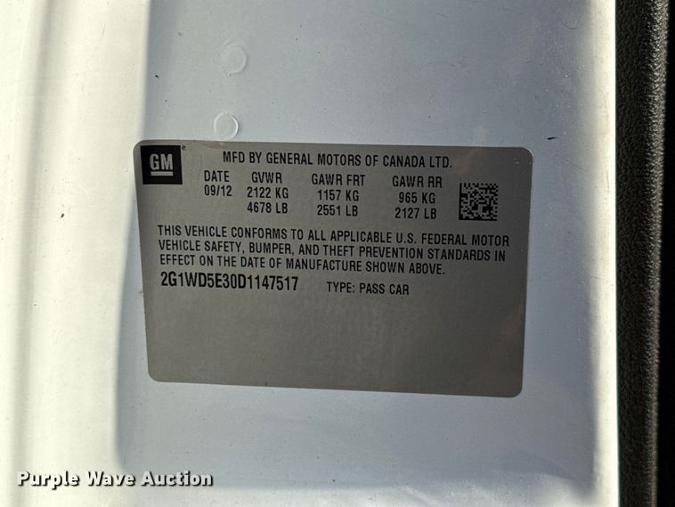 image for item EU5104 2013 Chevrolet Impala Police 