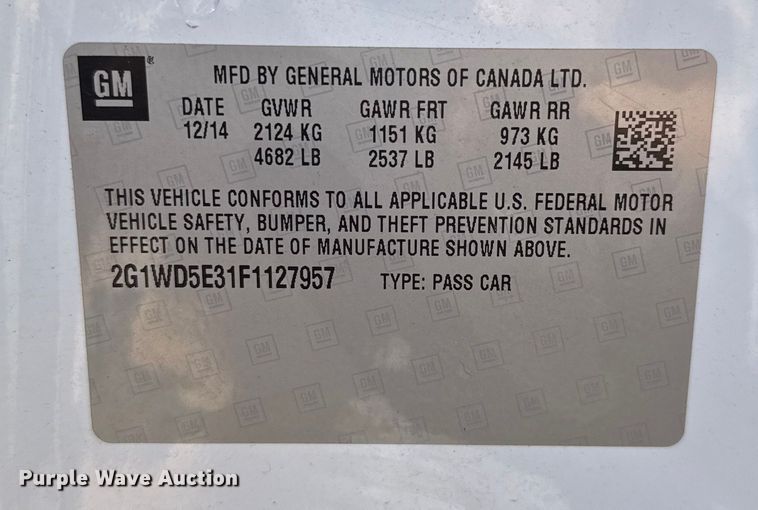 image for item EU5107 2015 Chevrolet Impala Police 