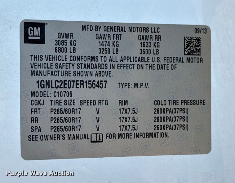 image for item EU5111 2014 Chevrolet Tahoe Police SUV