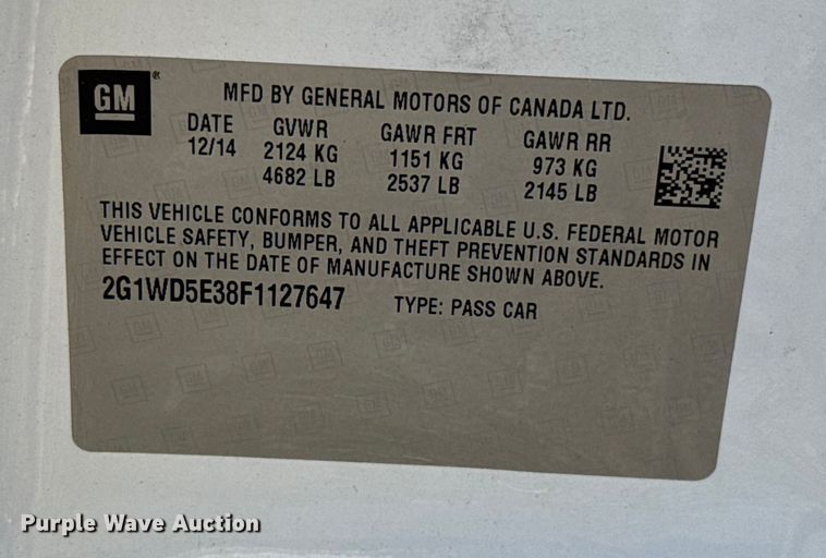 image for item EU5114 2015 Chevrolet Impala Police 