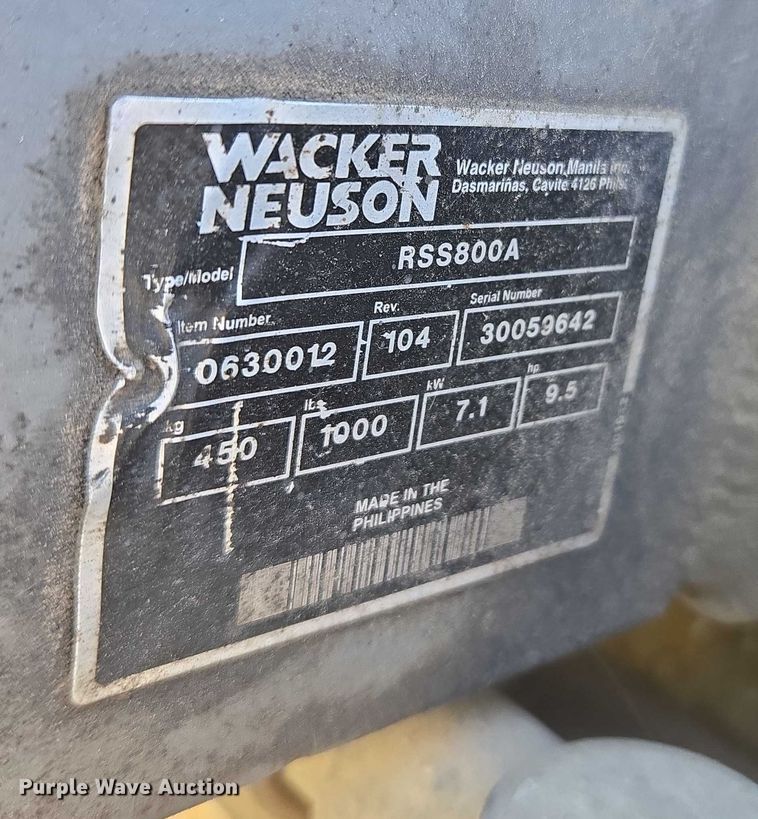image for item EU5115 Wacker Neuson RSS800 single drum vibratory roller