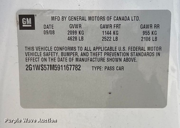 image for item EU5118 2009 Chevrolet Impala Police 