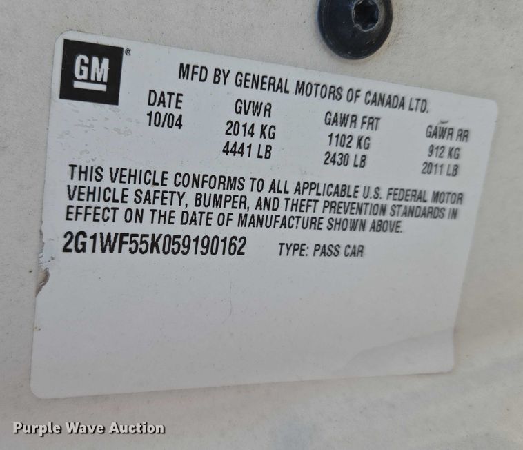 image for item EU5121 2005 Chevrolet Impala 