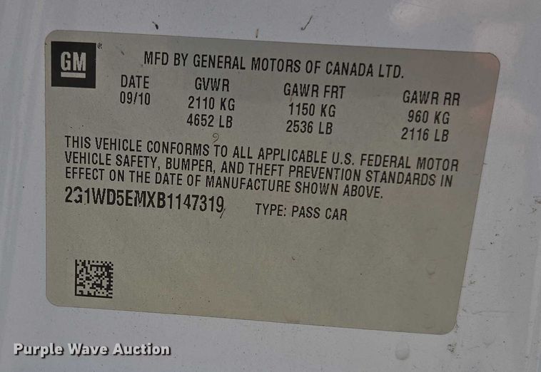 image for item EU5124 2011 Chevrolet Impala Police 