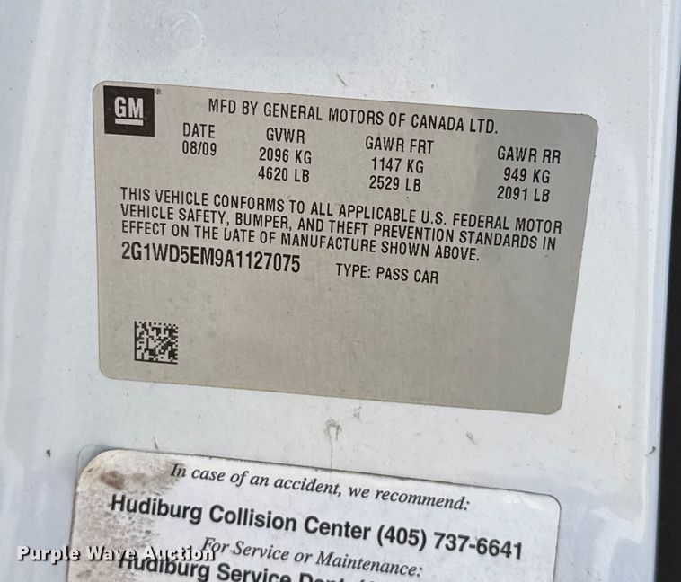 image for item EU5125 2010 Chevrolet Impala Police 