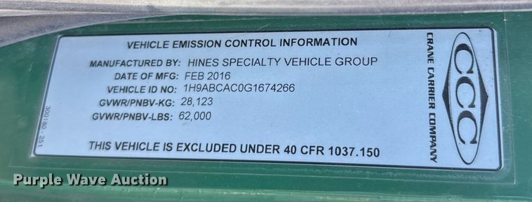 image for item EU5131 2016 Crane Carrier Low Entry refuse truck