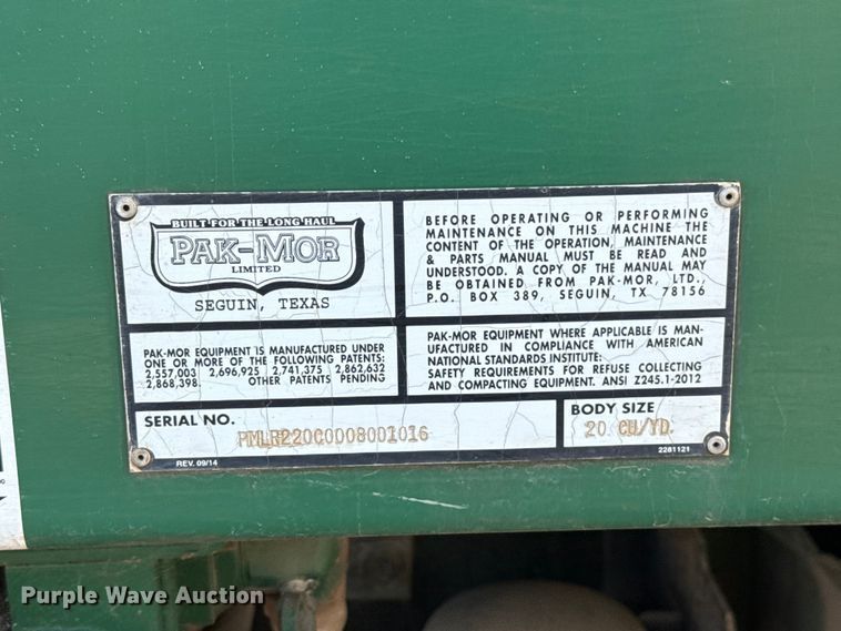 image for item EU5132 2016 Crane Carrier Low Entry refuse truck