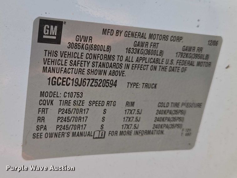 image for item EU5140 2007 Chevrolet Silverado 1500 Ext. Cab pickup truck