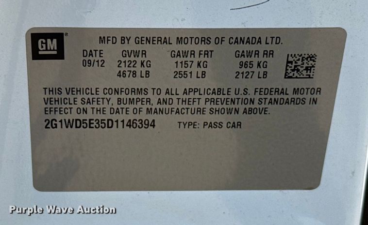 image for item EU5142 2013 Chevrolet Impala police 