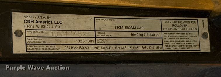 image for item EU5161 2008 Case 580 Super M Series 3 backhoe