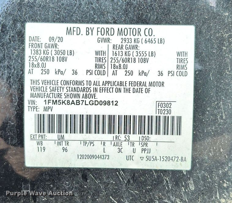 image for item EV3114 2020 Ford Explorer Police Interceptor SUV