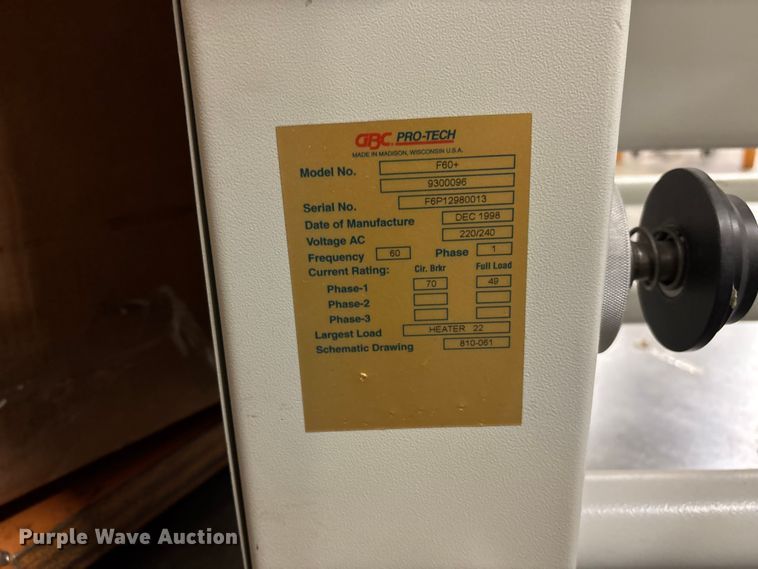 image for item EV3143 GBC Pro-Tech F60+ laminator